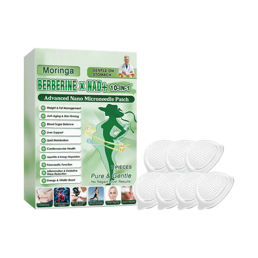 Moringa berberine nano microneedle body patch set with seven white abdominal patches