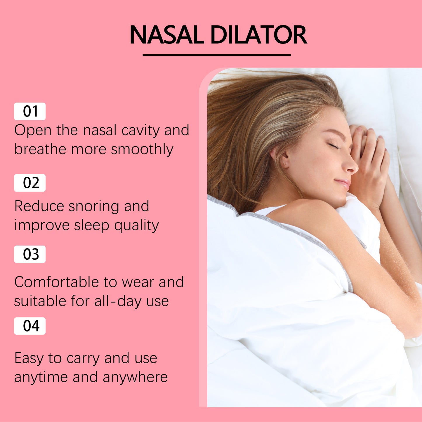 Nasal dilator worn on nose during sleep